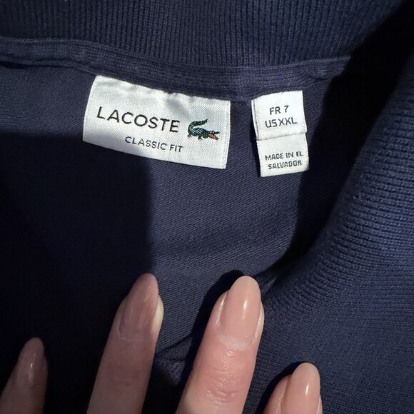 Lacoste Classic Fit Navy Blue Polo Shirt Mens XXL Short Sleeve Cotton - Picture 3 of 10